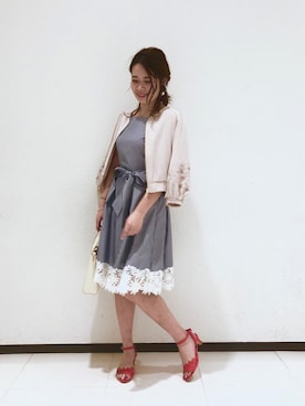 「ストライプワンピース」｜「アイテム（その他アウター）」を使った、yuka.c5さん（レディース・159cm）の春コーディネート