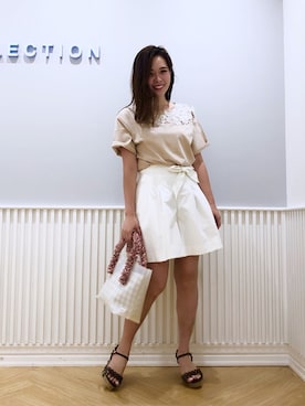 「キュロット」｜「アイテム（ハンドバッグ）」を使った、yuka.c5さん（レディース・160cm）の夏コーディネート