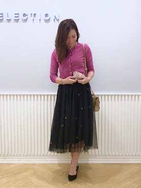「黒スカート」｜「アイテム（財布/小物）」を使った、yuka.c5さん（レディース・159cm）の秋コーディネート