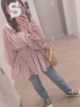 「ハイウエストストレートジーンズ」｜sora.さん（レディース・156cm）の春コーディネート