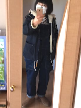 「Ne-net（ネネット）のアイテム（サロペット/オーバーオール）」を使った、塩こんぶさん（レディース・154cm）の冬コーディネート