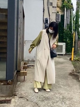 「ロング丈」｜「アイテム（その他アウター）」を使った、koto_chan__さん（レディース・155cm）の春コーディネート