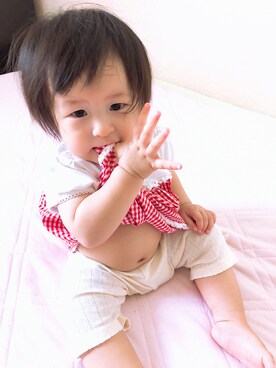 「9ヶ月」｜「アイテム（その他）」を使った、ayaさん（キッズ・70cm）の秋コーディネート