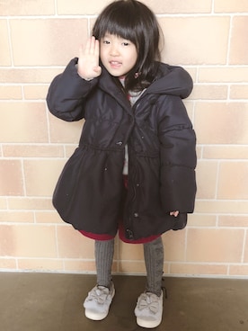 「Right-on（ライトオン）のアイテム（ダウンジャケット/コート）」を使った、ayaさん（キッズ・90cm）の冬コーディネート
