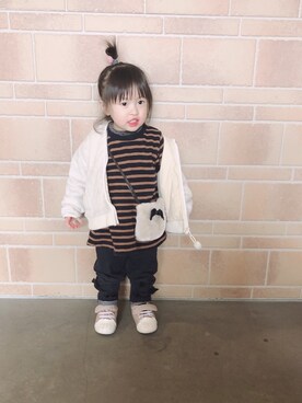 「MIKI HOUSE（ミキハウス）のアイテム（ジャケット/アウター）」を使った、ayaさん（キッズ・100cm）の冬コーディネート