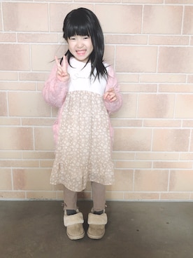 「むすめコーデ」｜「アイテム（ワンピース/ドレス）」を使った、ayaさん（キッズ・100cm）の冬コーディネート