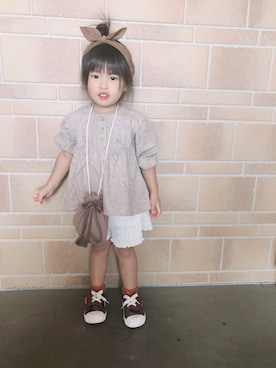 「秋のカフェオレコーデ」｜「アイテム（アンサンブル）」を使った、ayaさん（キッズ・80cm）の秋コーディネート