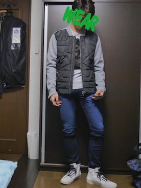 「DIESEL（ディーゼル）のアイテム（ブルゾン）」を使った、Hiroさん（メンズ・178cm）の冬コーディネート