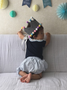 「niiu（ニウ）のアイテム」を使った、しぴさん（キッズ・70cm）の秋コーディネート