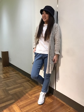 「MANASTASH（マナスタッシュ）のアイテム（ハット）」を使った、もぎさん（レディース・153cm）の冬コーディネート