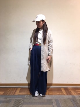 「MANASTASH（マナスタッシュ）のアイテム（シャツワンピース）」を使った、もぎさん（レディース・153cm）の春コーディネート