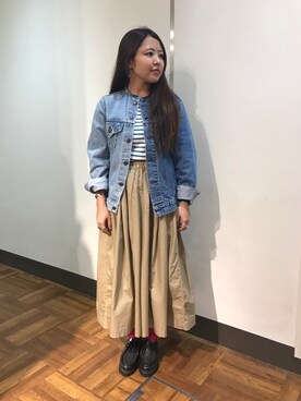 「Paraboot」｜「アイテム（ノーカラージャケット）」を使った、もぎさん（レディース・153cm）の夏コーディネート