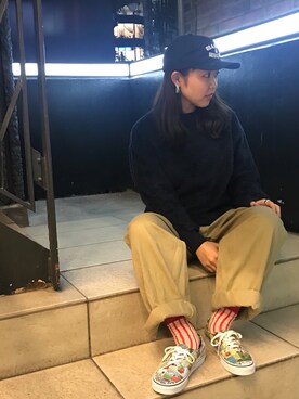 「MANASTASH（マナスタッシュ）のアイテム（その他トップス）」を使った、もぎさん（レディース・153cm）の秋コーディネート