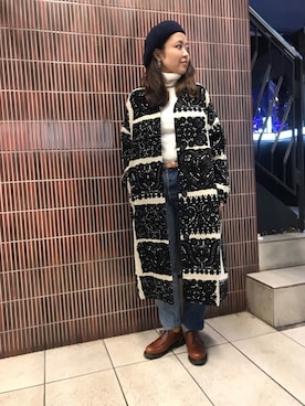 「Paraboot」｜「アイテム（ノーカラージャケット）」を使った、もぎさん（レディース・153cm）の冬コーディネート