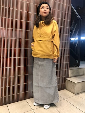 「MANASTASH（マナスタッシュ）のアイテム（ナイロンジャケット）」を使った、もぎさん（レディース・153cm）の冬コーディネート