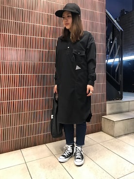 「and wander（アンドワンダー）のアイテム（ワンピース/ドレス）」を使った、もぎさん（レディース・153cm）の春コーディネート