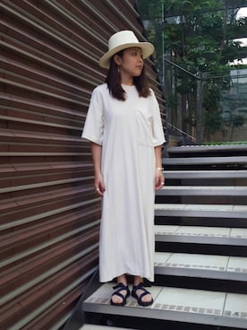 「unfil」｜「アイテム（帽子）」を使った、もぎさん（レディース・153cm）の春コーディネート