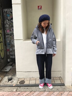 「and wander（アンドワンダー）のアイテム（ブルゾン）」を使った、もぎさん（レディース・153cm）の秋コーディネート