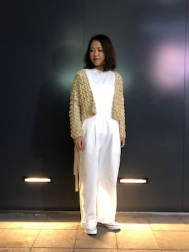 「unfil」｜「アイテム（サロペット/オーバーオール）」を使った、もぎさん（レディース・153cm）の冬コーディネート