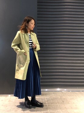 「MANASTASH（マナスタッシュ）のアイテム（ステンカラーコート）」を使った、もぎさん（レディース・153cm）の春コーディネート