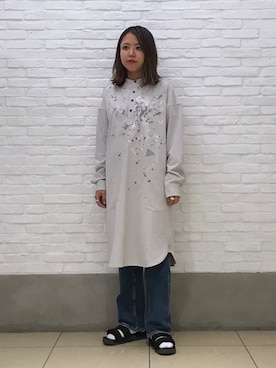 「and wander（アンドワンダー）のアイテム（ワンピース/ドレス）」を使った、もぎさん（レディース・153cm）の夏コーディネート