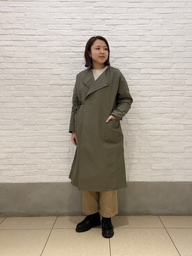 「MANASTASH（マナスタッシュ）のアイテム（ステンカラーコート）」を使った、もぎさん（レディース・153cm）の冬コーディネート