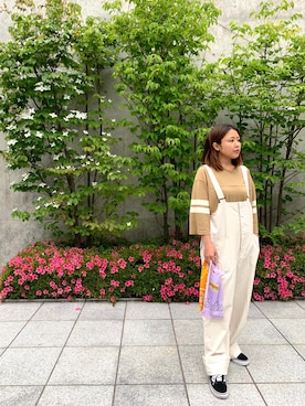 「MANASTASH（マナスタッシュ）のアイテム（オールインワン・サロペット）」を使った、もぎさん（レディース・153cm）の春コーディネート
