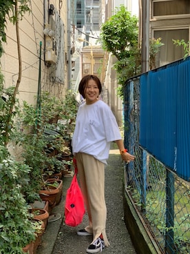 「TIMEX（タイメックス）のアイテム（腕時計）」を使った、もぎさん（レディース・153cm）の夏コーディネート