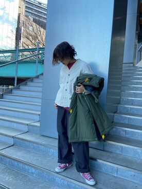 「MOUNTAIN SMITH（マウンテンスミス）のアイテム（ダウンジャケット/コート）」を使った、もぎさん（レディース・153cm）の冬コーディネート