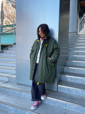 「MOUNTAIN SMITH（マウンテンスミス）のアイテム（ダウンジャケット/コート）」を使った、もぎさん（レディース・153cm）の冬コーディネート