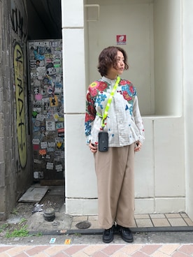 「MANASTASH（マナスタッシュ）のアイテム（PC・スマホグッズ/家電）」を使った、もぎさん（レディース・153cm）の春コーディネート