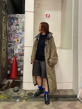 「and wander（アンドワンダー）のアイテム（ジャケット/アウター）」を使った、もぎさん（レディース・153cm）の夏コーディネート