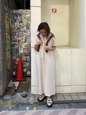 「MANASTASH（マナスタッシュ）のアイテム（ワンピース）」を使った、もぎさん（レディース・153cm）の夏コーディネート