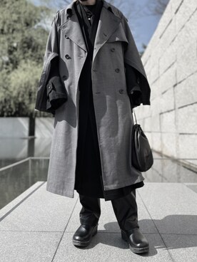 stein（シュタイン）のノーカラーコートを使った人気ファッション 