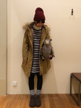 モッズコートを使った ニットワンピース の人気ファッションコーディネート Wear