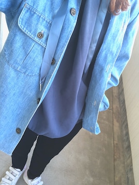 「韓国スタイル」｜「アイテム（デニムジャケット）」を使った、そらさん（レディース・153cm）の冬コーディネート