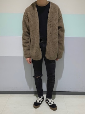 「リメイクデニム」｜「アイテム（ブルゾン）」を使った、영말(eito)さん（メンズ・165cm）の冬コーディネート
