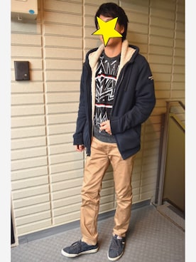 「Abercrombie&Fitch（アバークロンビーアンドフィッチ）のアイテム（その他アウター）」を使った、Ryuichi さん（メンズ・178cm）の冬コーディネート