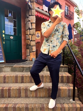 「LEMAIRE（ルメール）のアイテム（スリッポン）」を使った、Ryuichi さん（メンズ・178cm）の春コーディネート