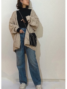 「ハイウエストストレートジーンズ」｜chi__ka❤︎さん（レディース・161cm）の冬コーディネート