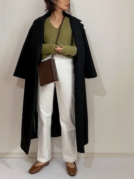 「ハイウエストストレートジーンズ」｜chi__ka❤︎さん（レディース・161cm）の冬コーディネート