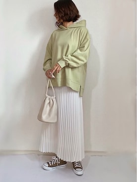 「La-gemme（ラジェム）のプリーツロングスカート（スカート）」を使った、chi__ka❤︎さん（レディース・161cm）の冬コーディネート