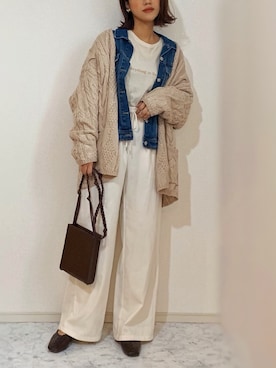 「GRL（グレイル）のアイテム（デニムジャケット）」を使った、chi__ka❤︎さん（レディース・161cm）の冬コーディネート