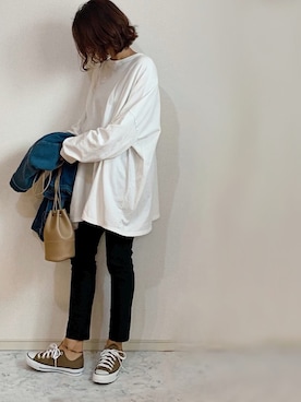 「GRL（グレイル）のアイテム（デニムジャケット）」を使った、chi__ka❤︎さん（レディース・161cm）の冬コーディネート