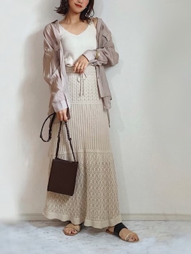 「透かし編みニット」｜chi__ka❤︎さん（レディース・161cm）の春コーディネート