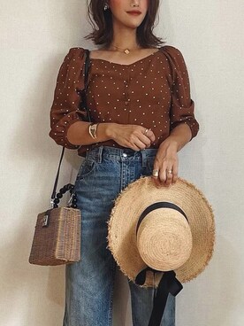 「ハイウエストストレートジーンズ」｜chi__ka❤︎さん（レディース・161cm）の春コーディネート