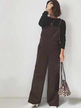 「リエディ」｜「アイテム（サロペット/オーバーオール）」を使った、chi__ka❤︎さん（レディース・161cm）の秋コーディネート