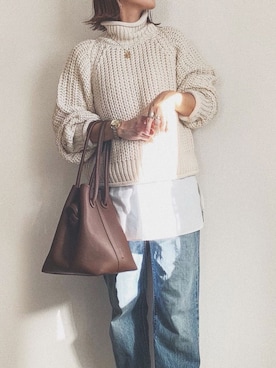 「ハイウエストストレートジーンズ」｜chi__ka❤︎さん（レディース・161cm）の秋コーディネート