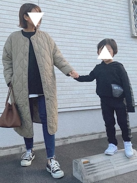 「BeBe（ベベ）のアイテム（パーカー）」を使った、chi__ka❤︎さん（レディース・161cm）の冬コーディネート