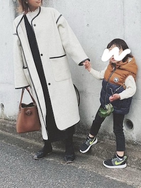 「親子でおそろい」｜「アイテム（その他アウター）」を使った、chi__ka❤︎さん（レディース・161cm）の冬コーディネート